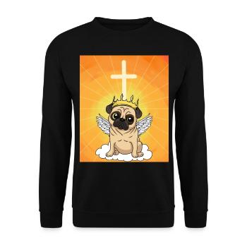 himmlisch Mops Leben Hund Himmel Reinkarnation - Unisex Pullover - Schwarz - Vorne - Alina (178cm) & Michal (187cm)