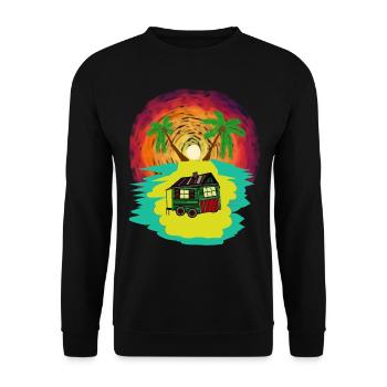 Summer Holiday Island Cabin Trailer Holiday Tourist - Unisex Sweatshirt - black - Front - Alina (178cm) & Michal (187cm)