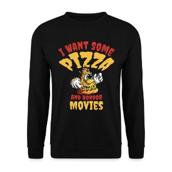 Halloween Pizza Monster Scary Pizza Liebhaber, - Unisex Pullover - Schwarz - Vorne - Alina (178cm) & Michal (187cm)
