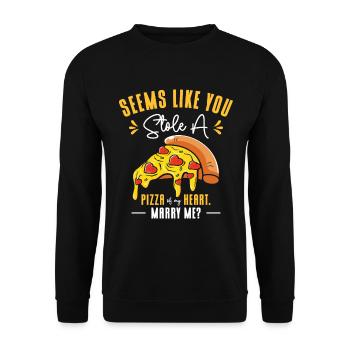 Pizza Foodie Relationship Fast Food Pick Up Lines - Unisex Sweatshirt - black - Front - Alina (178cm) & Michal (187cm)