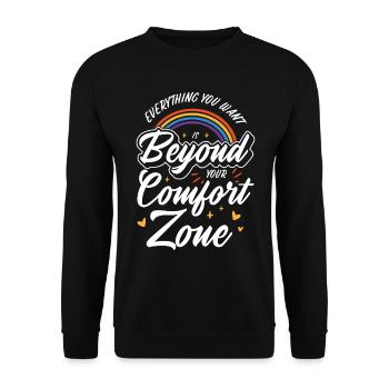 Meaningful Knowledge Motivator Comfort Zone - Unisex Sweatshirt - black - Front - Alina (178cm) & Michal (187cm)