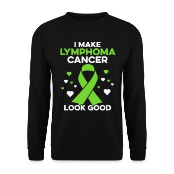 Ich lasse Lymphomkrebs gut aussehen Lymphomkrebs - Unisex Pullover - Schwarz - Vorne - Alina (178cm) & Michal (187cm)