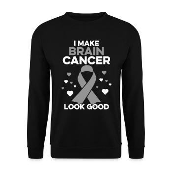 Ich lasse Hirntumor gut aussehen lustig Hirntumor - Unisex Pullover - Schwarz - Vorne - Alina (178cm) & Michal (187cm)