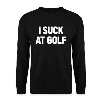 Ich sauge an Golf Sarkastic Loser Golfers Freund - Unisex Pullover - Schwarz - Vorne - Alina (178cm) & Michal (187cm)