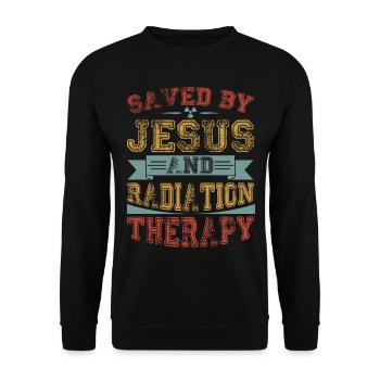 Krebspatient Chemo - gerettet von Jesus und - Unisex Pullover - Schwarz - Vorne - Alina (178cm) & Michal (187cm)