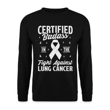 Survivant du cancer du poumon Ruban blanc Cancer du poumon - Sweat-shirt Unisexe - noir - Devant - Alina (178cm) & Michal (187cm)