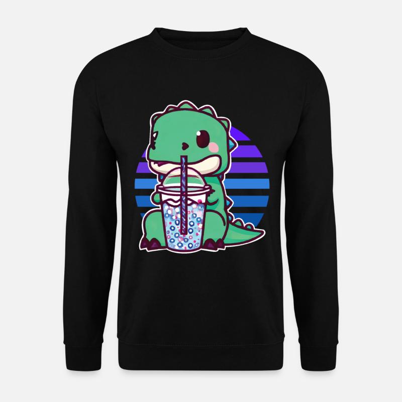 Dinosaur drinks bubble tea - Unisex Sweatshirt - black