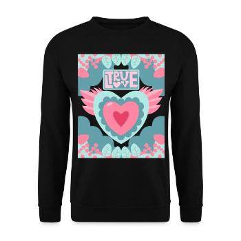 Amour Dire, Vrai-Amour, Motif de la Saint-Valentin - Sweat-shirt Unisexe - noir - Devant - Alina (178cm) & Michal (187cm)