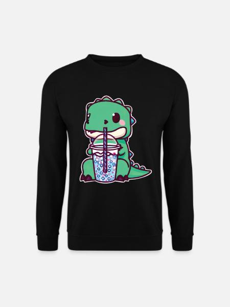 Dinosaur drinks bubble tea - Unisex Sweatshirt - black