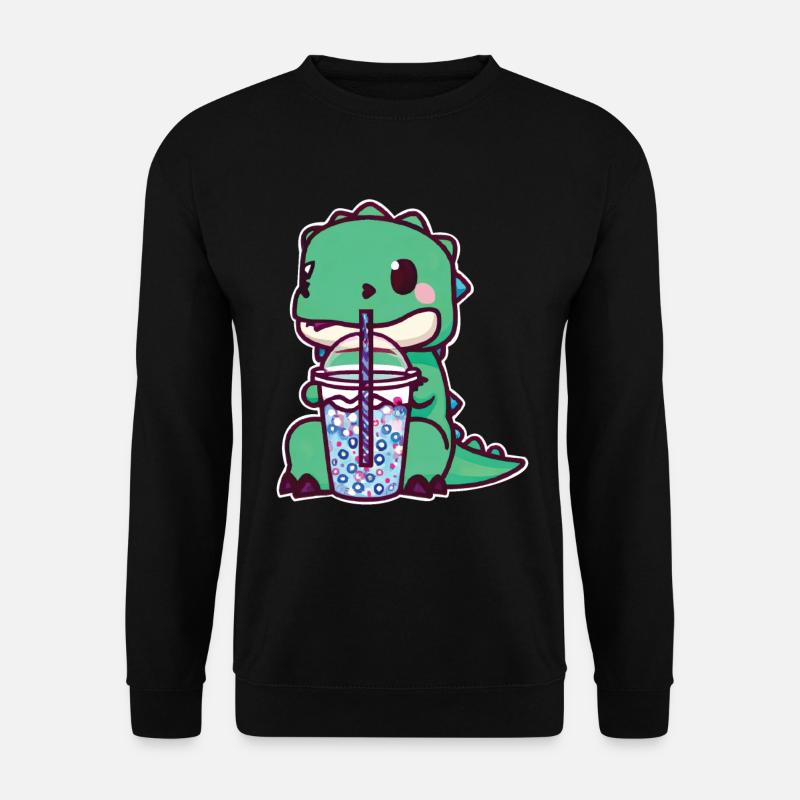 Dinosaur drinks bubble tea - Unisex Sweatshirt - black