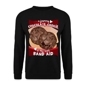 Chocolat, biscuits aux pépites de chocolat drôle de dicton - Sweat-shirt Unisexe - noir - Devant - Alina (178cm) & Michal (187cm)