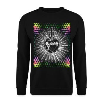 Christian, Jesus Christ, Bleeding Heart - Unisex Sweatshirt - black - Front - Alina (178cm) & Michal (187cm)