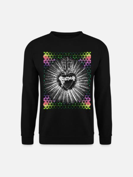 Christlich, Jesus Christus, blutendes Herz - Unisex Pullover - Schwarz