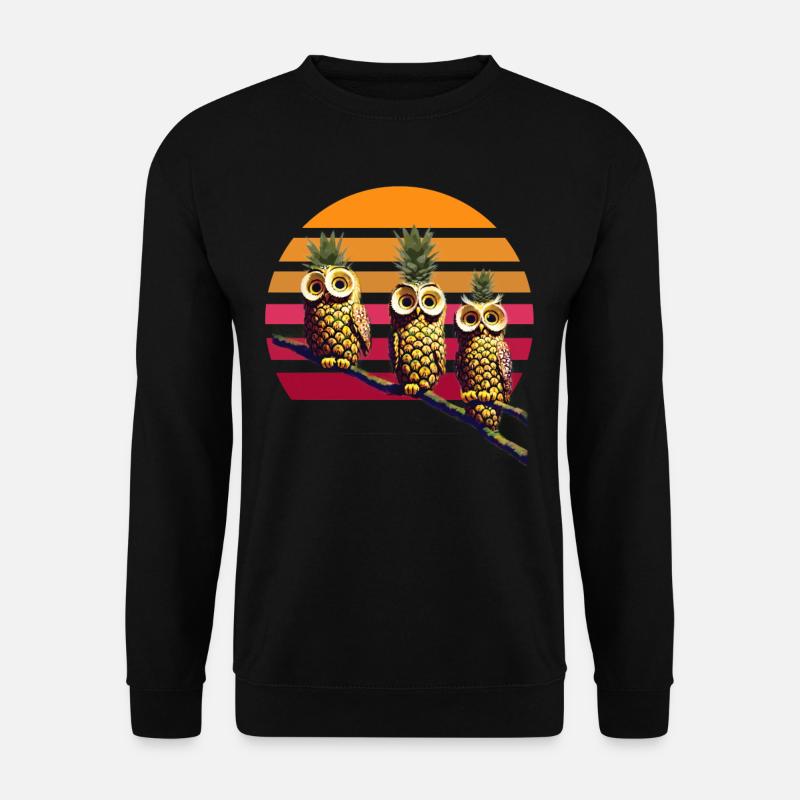 Ananas Eulen - Unisex Pullover - Schwarz