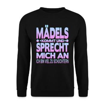 Ich bin Schüchtern - Unisex Pullover - Schwarz - Vorne - Alina (178cm) & Michal (187cm)