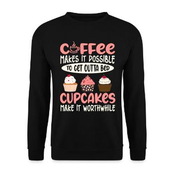 Les cupcakes en valent la peine Café et cupcake drôles - Sweat-shirt Unisexe - noir - Devant - Alina (178cm) & Michal (187cm)