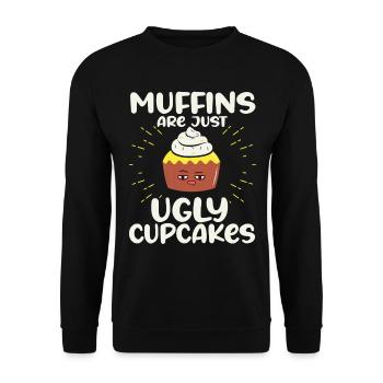 Muffins Are Just Ugly Cupcakes Kawaii Cupcake - Unisex Pullover - Schwarz - Vorne - Alina (178cm) & Michal (187cm)