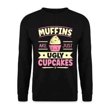 Muffins Are Just Ugly Cupcakes Kawaii Cupcake - Unisex Pullover - Schwarz - Vorne - Alina (178cm) & Michal (187cm)