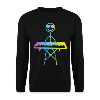 Drôle de pianiste de clavier Stick Pianiste Figure - Sweat-shirt Unisexe - noir - Devant - Alina (178cm) & Michal (187cm)
