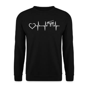 Piano Heartbeat Heart et ECG Heartbeat Pian - Sweat-shirt Unisexe - noir - Devant - Alina (178cm) & Michal (187cm)