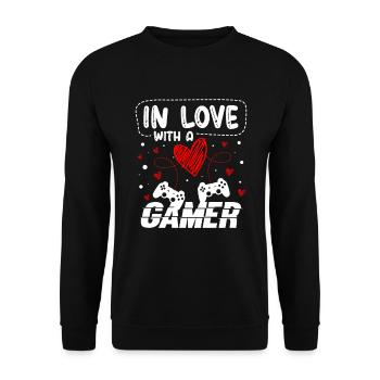 Verliebt In Einen Gamer-videospiel-valentinstag - Unisex Pullover - Schwarz - Vorne - Alina (178cm) & Michal (187cm)
