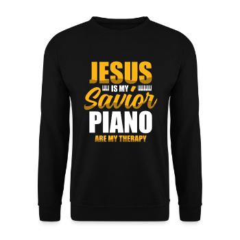 Jésus est mon Sauveur Piano sont ma thérapie - Sweat-shirt Unisexe - noir - Devant - Alina (178cm) & Michal (187cm)