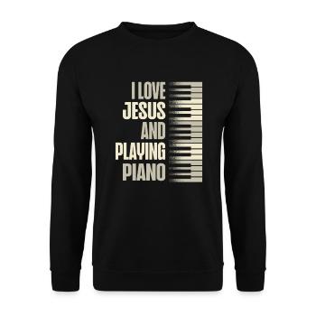 Ich Liebe Jesus Und Spiele Klavier Christlichen - Unisex Pullover - Schwarz - Vorne - Alina (178cm) & Michal (187cm)