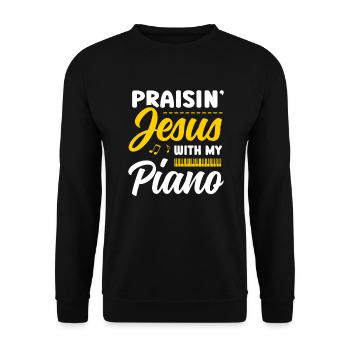 Loué soit Jésus avec mon pianiste Christian - Sweat-shirt Unisexe - noir - Devant - Alina (178cm) & Michal (187cm)