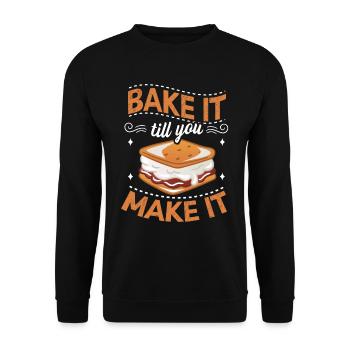 Bake It Till You Make It Funny Design for Baker - Unisex Sweatshirt - black - Front - Alina (178cm) & Michal (187cm)