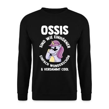 Einhorn Ostdeutschland Ossi Deutschland DDR - Unisex Pullover - Schwarz - Vorne - Alina (178cm) & Michal (187cm)