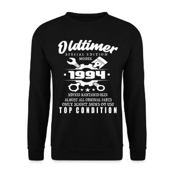 Oldtimer Special Edition Modell 1994 Geburtstag - Unisex Pullover - Schwarz - Vorne - Alina (178cm) & Michal (187cm)