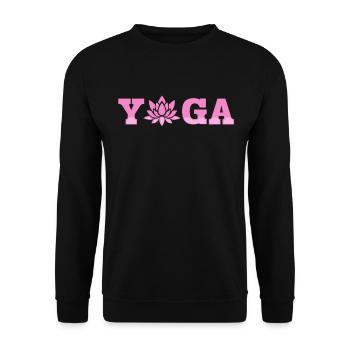 Yoga Lettering with Lotus Flower Yoga - Unisex Pullover - Schwarz - Vorne - Alina (178cm) & Michal (187cm)