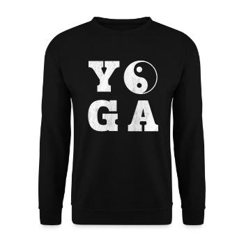 Yoga Lettering with Yin and Yang | Yoga - Unisex Sweatshirt - black - Front - Alina (178cm) & Michal (187cm)