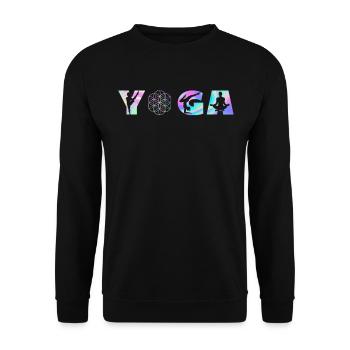 Yoga Lettering with Lotus Flower Yoga - Unisex Pullover - Schwarz - Vorne - Alina (178cm) & Michal (187cm)