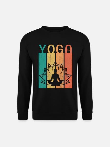 Retro Lotus Flower Meditating Yoga - Unisex Pullover - Schwarz