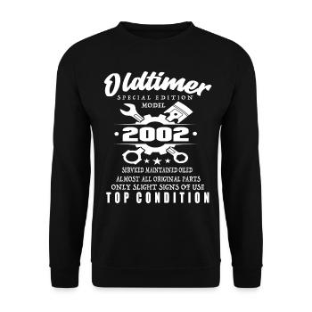 Oldtimer Special Edition Model 2002 Birthday - Unisex Sweatshirt - black - Front - Alina (178cm) & Michal (187cm)