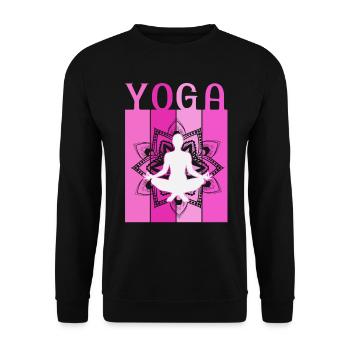 Retro Lotus Flower Meditating Yoga - Unisex Pullover - Schwarz - Vorne - Alina (178cm) & Michal (187cm)