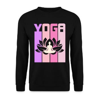 Retro Lotus Flower Meditating Yoga - Unisex Pullover - Schwarz - Vorne - Alina (178cm) & Michal (187cm)