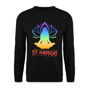 Sit Happens Yoga - Unisex Pullover - Schwarz - Vorne - Alina (178cm) & Michal (187cm)