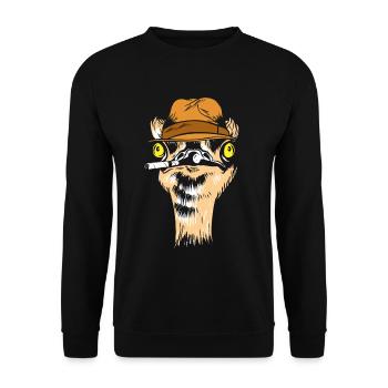 Detective Ostrich Animal Smoking Formal Suit - Unisex Sweatshirt - black - Front - Alina (178cm) & Michal (187cm)