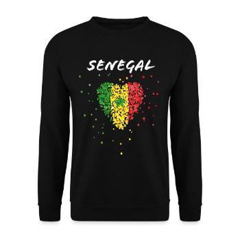 Sénégal Sénégal Drapeau Sénégal Flag Football Fan Fan - Sweat-shirt Unisexe - noir - Devant - Alina (178cm) & Michal (187cm)
