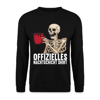 Nachtschicht Nachtdienst - Unisex Pullover - Schwarz - Vorne - Alina (178cm) & Michal (187cm)