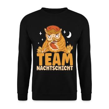 Nachtschicht Nachtdienst - Unisex Pullover - Schwarz - Vorne - Alina (178cm) & Michal (187cm)