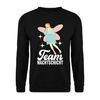 Nachtschicht Nachtdienst - Unisex Pullover - Schwarz - Vorne - Alina (178cm) & Michal (187cm)
