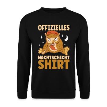 Nachtschicht Nachtdienst - Unisex Pullover - Schwarz - Vorne - Alina (178cm) & Michal (187cm)