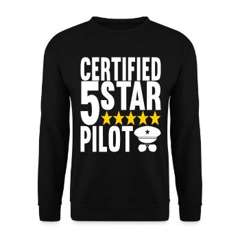 Pilot Flugzeug - Unisex Pullover - Schwarz - Vorne - Alina (178cm) & Michal (187cm)