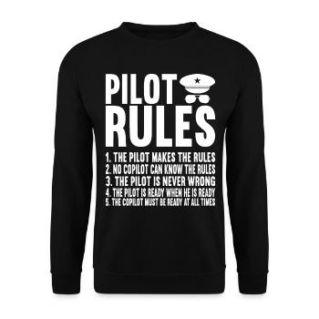 Pilot Flugzeug - Unisex Pullover - Schwarz - Vorne - Alina (178cm) & Michal (187cm)