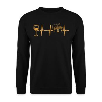 Piano Heartbeat avec vin Piano ECG Heartbeat Pian - Sweat-shirt Unisexe - noir - Devant - Alina (178cm) & Michal (187cm)