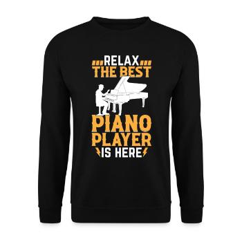 Détendez-vous Le meilleur pianiste est ici - Pianist Keyb - Sweat-shirt Unisexe - noir - Devant - Alina (178cm) & Michal (187cm)