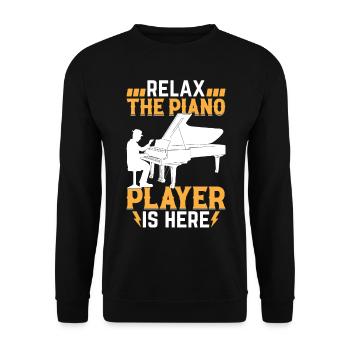 Relax The Piano Player Is Here - Clavier Pianiste - Sweat-shirt Unisexe - noir - Devant - Alina (178cm) & Michal (187cm)